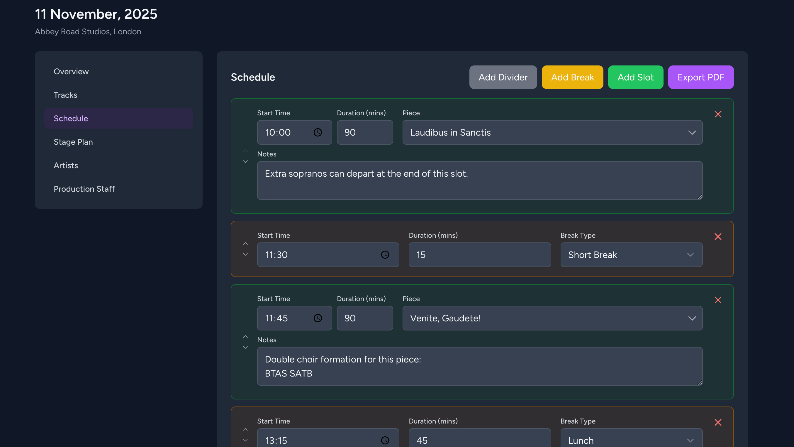 Project management interface